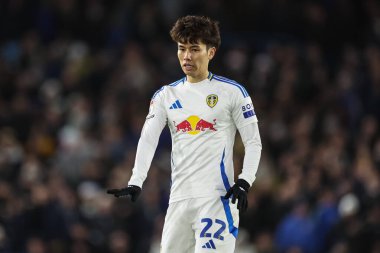 Leeds United takımından Ao Tanaka, Leeds Road, Leeds, İngiltere 'de Leeds United' a karşı oynadığı 21 Aralık 2024 'te oynanan Sky Bet Şampiyonası karşılaşmasında...