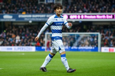 Queens Park Rangers 'dan Koki Saito 21 Aralık 2024' te Londra Matrade Loftus Road 'da Queens Park Rangers' a karşı oynadığı maçta sahada.