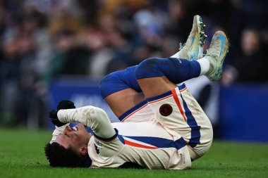 Chelsea takımından Jadon Sancho, 22 Aralık 2024 'te Goodison Park, Liverpool' da oynanan Premier League maçında sakatlandı.