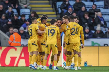 Wolverhampton Wanderers 'dan Matheus Cunha, Premier League maçı Leicester City ile Wolverhampton Wanderers maçında 22 Aralık 2024' te Leicester, İngiltere 'deki King Power Stadyumu' nda 0-3 kazanma golünü kutluyor.