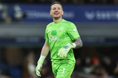 Everton 'dan Jordan Pickford 22 Aralık 2024' te Goodison Park, Liverpool, İngiltere 'de oynanan Premier League maçında Everton Chelsea' ye karşı.