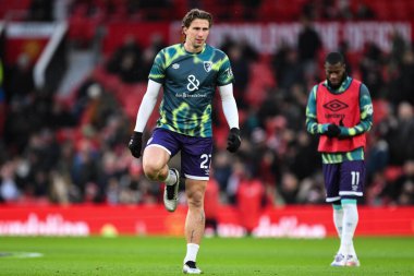 Illya Zabarnyi of Bournemouth during the pre-game warm up ahead of the Premier League match Manchester United vs Bournemouth at Old Trafford, Manchester, United Kingdom, 22nd December 2024 clipart