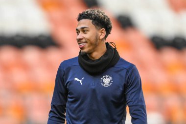 Blackpool 'dan Jordan Lawrence-Gabriel, 21 Aralık 2024' te Bloomfield Road, Blackpool 'da oynanan Blackpool-Stevenage maçının öncesinde oynanan maç öncesi ısınma maçında...