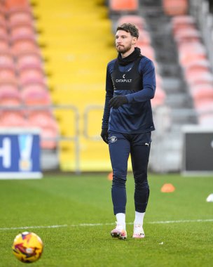 Blackpool 'dan James Husband 21 Aralık 2024' te Bloomfield Road, Blackpool 'da oynanan Sky Bet Ligi 1 maçı öncesinde oynanan ısınma maçında