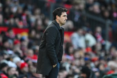 22 Aralık 2024 'te Old Trafford, Manchester, Birleşik Krallık' ta oynanan Premier League maçında Bournemouth Andoni Iraola teknik direktörü Manchester United 'a karşı Bournemouth