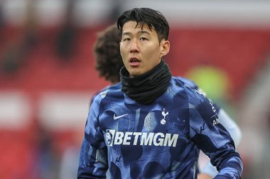 Tottenham Hotspur 'dan Son Heung-Min Premier League maçı sırasında Nottingham Forest Tottenham Hotspur' a karşı 26 Aralık 2024 'te City Ground, Nottingham, İngiltere' de oynanan ısınma maçında
