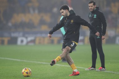 Wolverhampton Wanderers 'dan Rayan At-Nouri Premier League karşılaşması öncesinde ısınma turunda Wolverhampton Wanderers, Manchester United' a karşı Molineux, Wolverhampton, Birleşik Krallık, 26 Aralık 2024