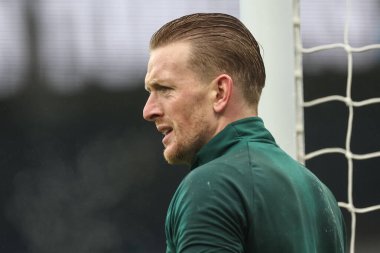 Everton 'dan Jordan Pickford Premier League maçında ısınma turunda Manchester City Everton' a karşı Etihad Stadyumu, Manchester, Birleşik Krallık, 26 Aralık 2024
