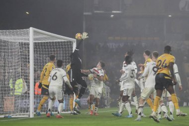 Matheus Cunha of Wolverhampton Wanderers scores a goal directly from a corner to make it 1-0 during the Premier League match Wolverhampton Wanderers vs Manchester United at Molineux, Wolverhampton, United Kingdom, 26th December 2024 clipart