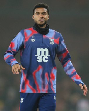Ipswich Town 'dan Jens Cajuste Premier League maçı öncesinde ısınma turunda Arsenal, Ipswich Town' a karşı Emirates Stadyumu, Londra, İngiltere, 27 Aralık 2024