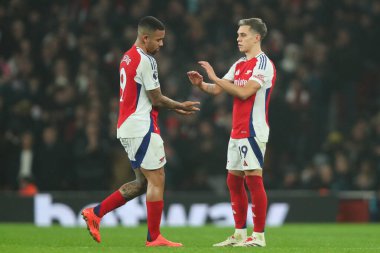 Arsenal 'den Gabriel Jesus ve Arsenal' den Leandro Trossard Premier League maçında Arsenal, Ipswich Town 'a karşı Emirates Stadyumu, Londra, Birleşik Krallık, 27 Aralık 2024