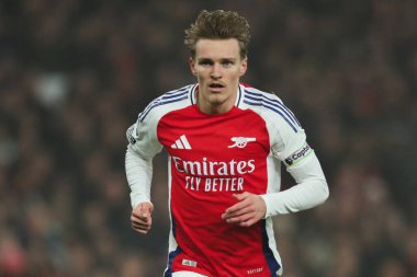 Arsenal 'den Martin degaard Premier League maçı sırasında Arsenal, Ipswich Town' a karşı Emirates Stadyumu, Londra, Birleşik Krallık, 27 Aralık 2024