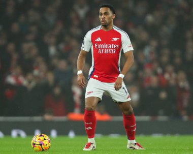 Jurrien Timber of Arsenal, 27 Aralık 2024 'te Birleşik Krallık' ın Emirates Stadyumu 'nda oynanan Premier League maçında Arsenal, Ipswich Town' a karşı.