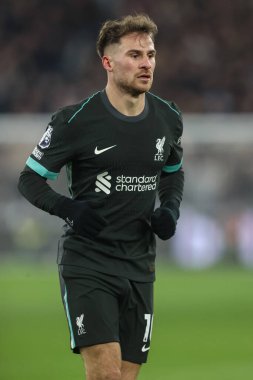 Liverpool 'dan Alexis Mac Allister Premier League maçı sırasında West Ham United Liverpool' a karşı Londra Stadyumu, Londra, İngiltere, 29 Aralık 2024