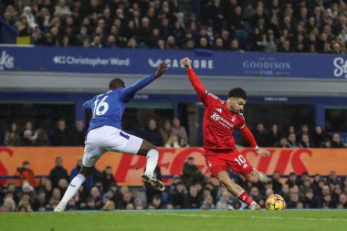 Nottingham Ormanı 'ndan Morgan Gibbs-White Premier League maçı sırasında Goodison Park, Liverpool, Birleşik Krallık' ta Everton - Nottingham Forest maçında 0-2 berabere kaldı.