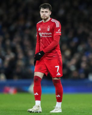 Nottingham Ormanı 'ndan Neco Williams Premier League maçı sırasında Everton, Nottingham Ormanı' na karşı Goodison Park, Liverpool, Birleşik Krallık, 29 Aralık 2024