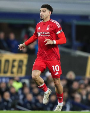 Nottingham Ormanı 'ndan Morgan Gibbs-White Premier League maçı sırasında Goodison Park, Liverpool, Birleşik Krallık' ta Everton - Nottingham Forest maçında.