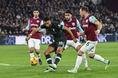 Liverpool 'dan Cody Gakpo, Premier League maçı sırasında Londra' daki Liverpool Stadyumu 'nda West Ham United' a karşı 29 Aralık 2024 'te gol attı.