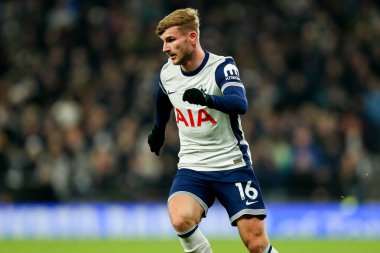 Tottenham Hotspur 'dan Timo Werner, Premier League maçında Tottenham Hotspur' a karşı Wolverhampton Wanderers, Tottenham Hotspur Stadyumu, Londra, Birleşik Krallık, 29 Aralık 2024