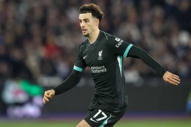 Liverpool 'dan Curtis Jones, Premier League maçı sırasında Londra' daki Liverpool Stadyumu 'nda West Ham United' a karşı, 29 Aralık 2024