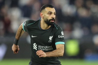 Liverpool 'dan Mohamed Salah Premier League maçı sırasında West Ham United Liverpool' a karşı Londra Stadyumu, Londra, İngiltere, 29 Aralık 2024