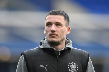 Blackpool takımından Oliver Casey, Birmingham City ile Blackpool maçının 29 Aralık 2024 'te St. Andrew' s @ Knighthead Park, Birmingham 'da oynanacak