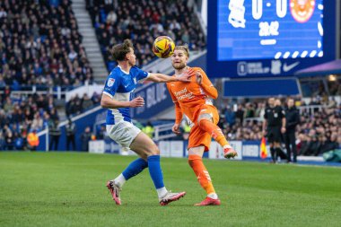 Blackpool takımından Hayden Coulson, 29 Aralık 2024 'te Birmingham City' nin St. Andrew 's @ Knighthead Park, Birmingham' da Blackpool 'a karşı oynadığı maçta maç yapıyor.