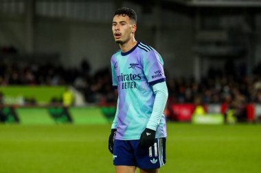 Arsenal 'den Gabriel Martinelli Premier Lig karşılaşmasında Brentford Arsenal' e karşı Gtech Community Stadyumu, Londra, 1 Ocak 2025