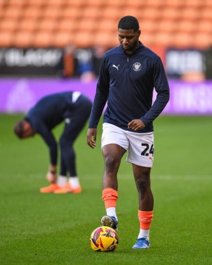 Blackpool 'dan Odeluga Offiah maç öncesi ısınma maçı öncesinde Blackpool, Blackpool' da Blackpool 'da Blackpool' a karşı Blackpool 1 Ocak 2025