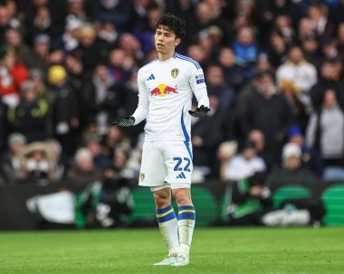 Leeds United takımından Ao Tanaka, 1 Ocak 2025 'te Leeds Road, Leeds, Birleşik Krallık' ta oynanan Leeds United-Blackburn Rovers maçında tepki gösterdi.