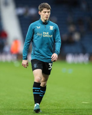 Preston North End 'den Kitt Nelson, 1 Ocak 2025' te İngiltere 'nin başkenti West Bromwich Albion' a karşı oynanan maç öncesi ısınma maçında West Bromwich Albion, Preston North End 'e karşı.