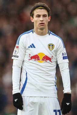 Leeds United takımından Brenden Aaronson 1 Ocak 2025 'te Leeds Road, Leeds, İngiltere' de Leeds United ve Blackburn Rovers maçında karşılaştı.