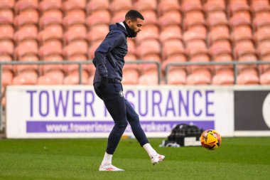 CJ Hamilton of Blackpool during the pre-game warmup ahead of the Sky Bet League 1 match Blackpool vs Shrewsbury Town at Bloomfield Road, Blackpool, United Kingdom, 1st January 2024 clipart