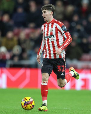 Sunderland takımından Trai Hume 1 Ocak 2024 'te Sunderland - Sheffield United Stadyumu, Sunderland, İngiltere