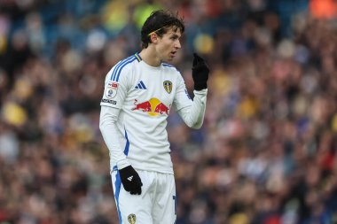 Leeds United takımından Brenden Aaronson 1 Ocak 2024 'te Leeds Road, Leeds, İngiltere' de Leeds United ve Blackburn Rovers maçında karşılaştı.