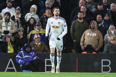 Leeds United takımından Patrick Bamford, Leeds Road, Leeds, İngiltere 'de Leeds Road' da Leeds United ve Blackburn Rovers maçında 1 Ocak 2024 'te karşılaştı.