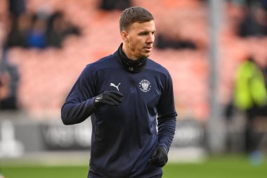 Blackpool 'dan Lee Evans, Sky Bet Ligi 1 karşılaşması öncesinde Bloomfield Road, Blackpool' da oynanan Blackpool-Shrewsbury maçında, 1 Ocak 2025
