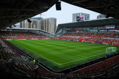1 Ocak 2024 'te Gtech Community Stadyumu' nda oynanan Premier League maçından önce The Gtech Community Stadyumu 'nun genel bir görüntüsü Brentford' a karşı Arsenal maçı.