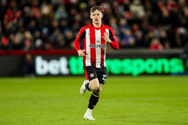 Brentford 'dan Keane Lewis-Potter Premier Lig karşılaşmasında Brentford Arsenal' e karşı Gtech Community Stadyumu, Londra, 1 Ocak 2024