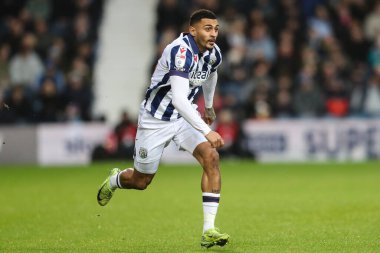West Bromwich Albion 'dan Karlan Grant, West Bromwich Albion - Preston North End maçı sırasında 1 Ocak 2025' te The Hawthorns, West Bromwich, İngiltere 'de oynandı.