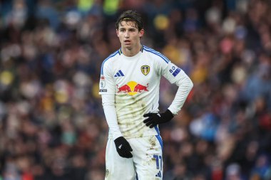 Leeds United takımından Brenden Aaronson 1 Ocak 2024 'te Leeds Road, Leeds, İngiltere' de Leeds United ve Blackburn Rovers maçında karşılaştı.