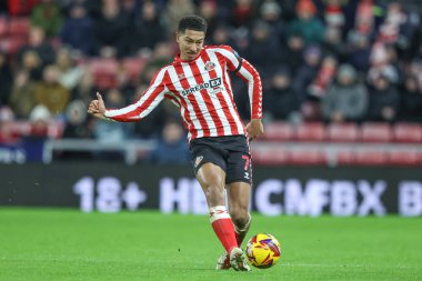 Sunderland 'dan Jobe Bellingham, 1 Ocak 2024' te İngiltere 'nin Sunderland şehrinde Sheffield United' a karşı oynanan Gökyüzü İddia Şampiyonası maçında pas attı.