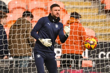 Blackpool 'dan Richard O' Donnell maç öncesi ısınma maçında Blackpool - Shrewsbury Town maçı, Bloomfield Road, Blackpool, İngiltere, 1 Ocak 2025