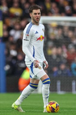Leeds United takımından Joe Rodon, Leeds Road, Leeds, İngiltere 'de Leeds Road' da Leeds United ve Blackburn Rovers maçında 1 Ocak 2024