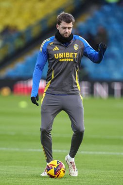 Leeds United takımından Patrick Bamford, 1 Ocak 2025 'te Leeds, İngiltere' deki Elland Road 'da oynanan Sky Bet Şampiyonası maçında Leeds United ve Blackburn Rovers maçında ısınma turunda...