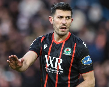 Blackburn Rovers takımından Andreas Weimann, 1 Ocak 2025 'te Leeds United' ın Blackburn Rovers 'a karşı oynadığı Sky Bet Şampiyonası maçında tepki gösterdi.