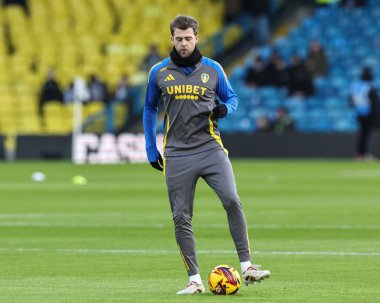 Leeds United takımından Patrick Bamford, 1 Ocak 2024 'te Leeds Road, İngiltere' de oynanan Sky Bet Şampiyonası maçında Leeds United ve Blackburn Rovers maçında ısınma turunda...