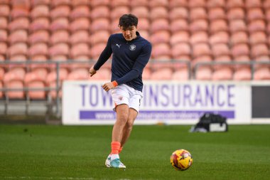 Blackpool 'dan Kyle Joseph, Sky Bet Ligi 1 maçı öncesinde Bloomfield Road, Blackpool, İngiltere' de oynanan Blackpool-Shrewsbury maçında