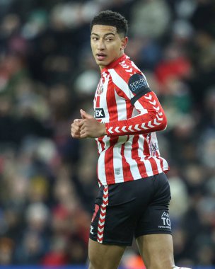 Sunderland takımından Jobe Bellingham 1 Ocak 202 'de Sunderland' a karşı Sheffield United Stadyumu, Sunderland, İngiltere 'de oynanan maçında