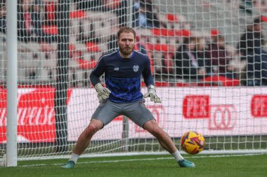 Cardiff City 'den Jak Alnwick maç öncesi ısınma maçında Middlesbrough - Cardiff City maçı sırasında Riverside Stadyumu, Middlesbrough, Birleşik Krallık, 4 Ocak 2024